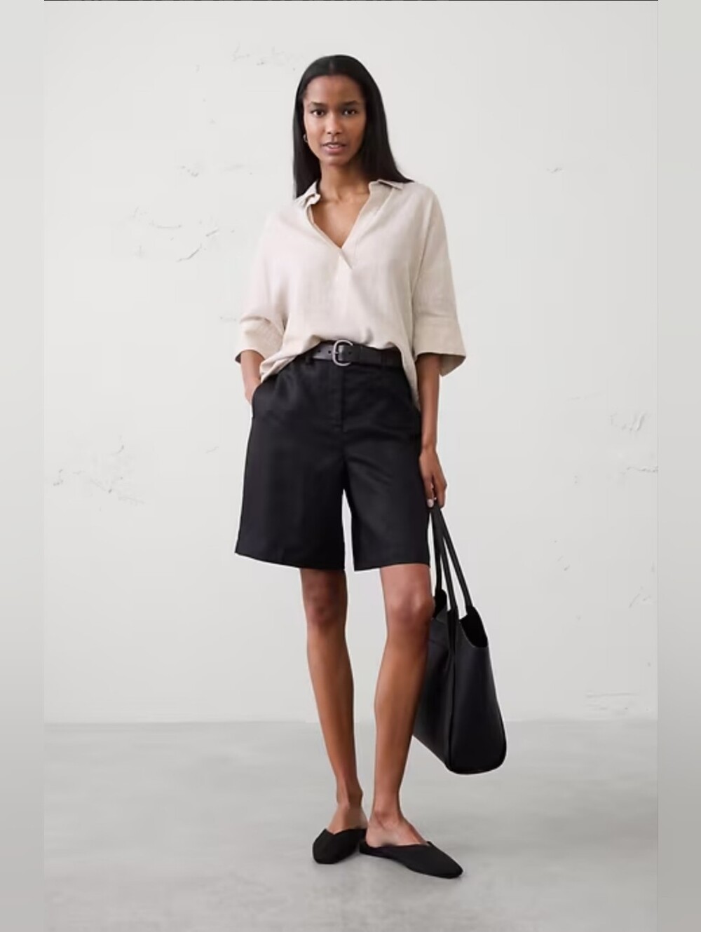 NWT Flax Linen-Blend Drapey Popover Shirt Multiple Sizes By Banana Republic